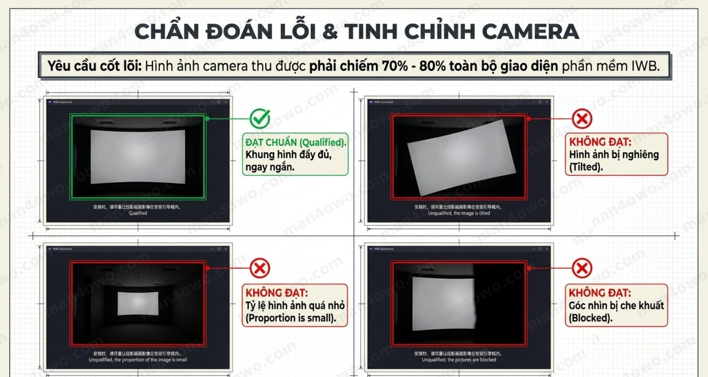 Hệ Thống Cảm Ứng Laser Touch IWB: Biến Màn Hình Thường Thành Màn Hình Tương Tác Hướng dẫn chẩn đoán lỗi và tinh chỉnh camera hệ thống Laser Touch