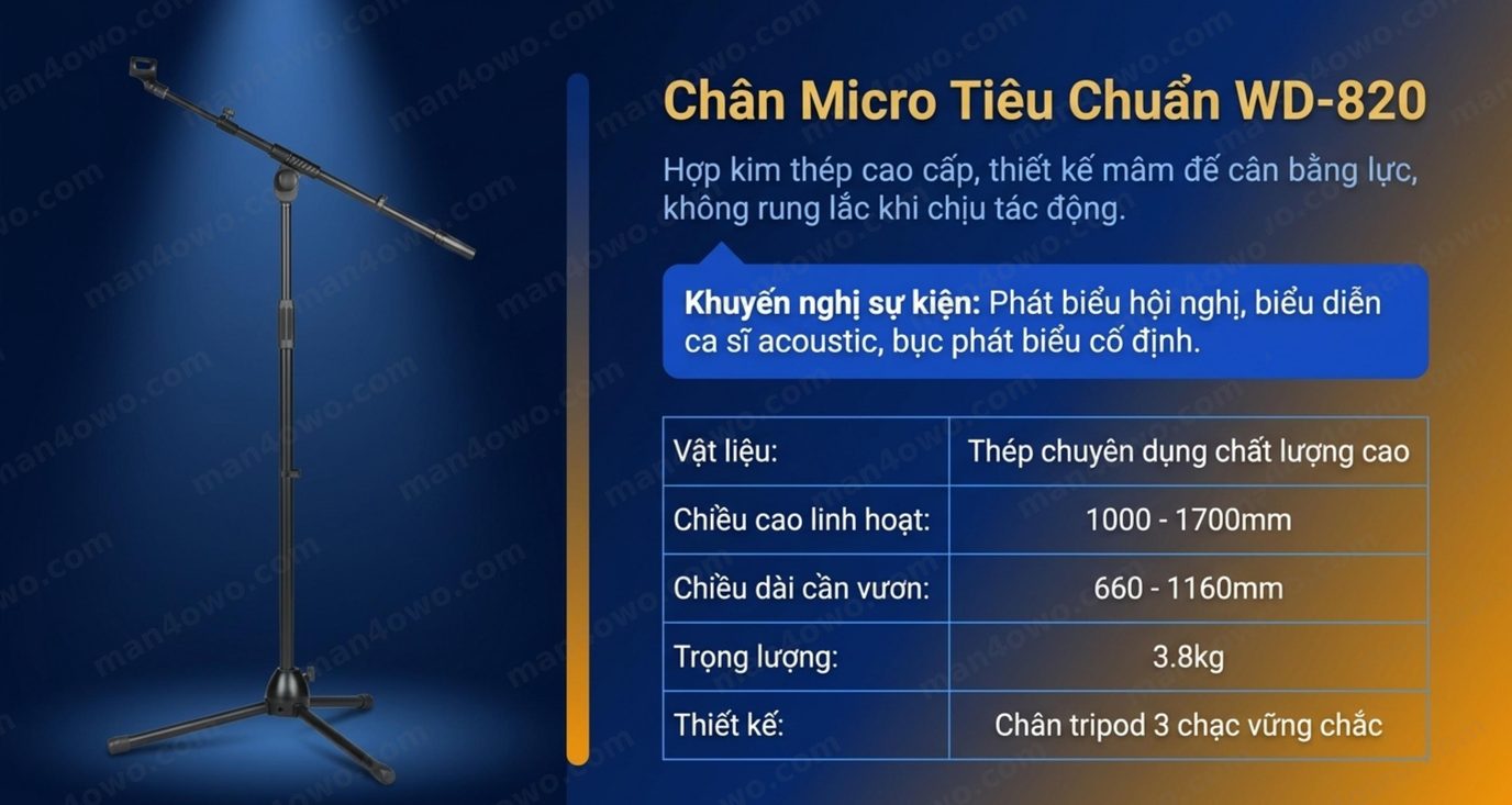 Thuê Chân Micro, Chân Loa & Giá Treo Ánh Sáng Cho Sự Kiện Tại Hà Nội Chân micro cần vươn siêu trọng WD-735 cho thuê sân khấu